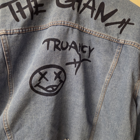 Women's Blue Jean Jacket with Studded Details - Picture 6 of 6